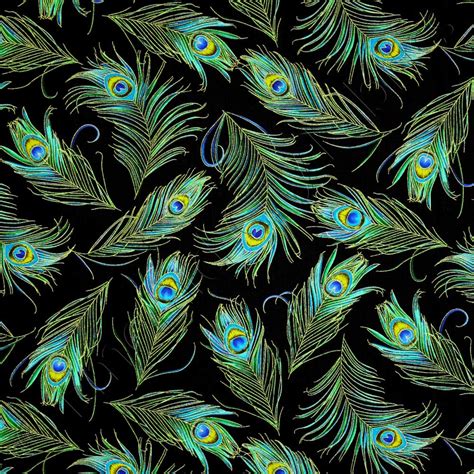 Timeless Treasures Plume Peacocks Multi/Black Metallic, Fabric 